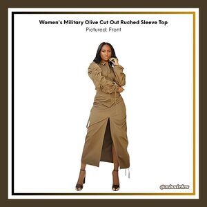 Women's Military Cut Out Ruched Sleeve Top by @bhampton x The Drop